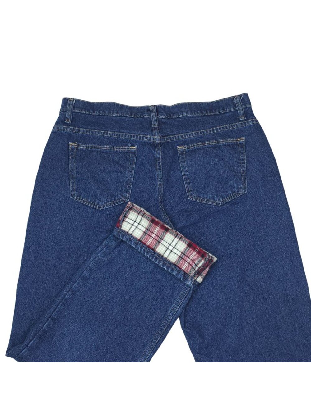 Cabelas Womens Flannel-Lined Blue Denim Jeans Size 12 Regular 32.5" Inseam